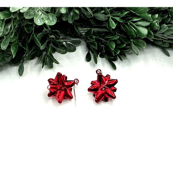 Vintage Red Bow Gift Dangle Earrings - Picture 3 of 5
